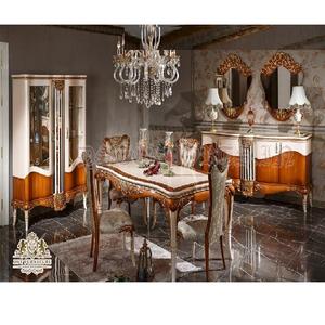 Meubles de salle à manger polis en noyer de style baroque Meubles de salle à manger polis brillants en noyer Meubles de salle à manger de couleur antique - Product Image 1
