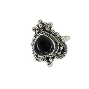 Navya Craft Handmade 10mm Black Onyx Heart Shape 925 Sterling Silver Boho Women's <b>Statement</b> <b>Ring</b> Gemstone Gift for Women - Product Image 1