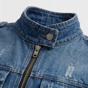 Veste en jean décontractée personnalisée pour hommes, grandes tailles, 100% coton, option logo sur le devant, respirante, veste d'hiver - Product Image 4