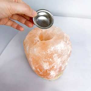 Diffuseur d'huiles essentielles en forme de diamant en sel de l'Himalaya avec tasse en acier inoxydable, aromathérapie et lumière de guérison, massage corporel - Product Image 4