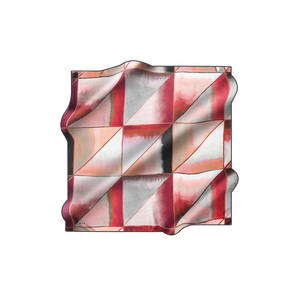Vintage <b>Red</b> Silk Satin <b>Scarf</b> with Geometric Pattern - Product Image 1
