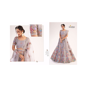 ALIZEH Premium Heritage Collection Estilo moderno Nupcial Lahenga Estampado floral único Bordado Nueva llegada Diseños únicos Color - Product Image 4