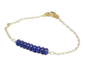 Pulsera de barra de piedras preciosas de lapislázuli, pulsera de barra de cuentas de lapislázuli, pulsera de barra de cuentas de Chip de lapislázuli - Product Image 1