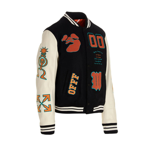 Vestes universitaires pour hommes 2026 avec corps en laine noire, broderie personnalisée de lettres en chenille, col montant, hiver - Product Image 4