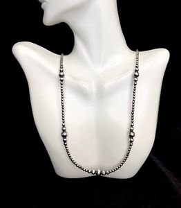Collier de perles en argent Sterling Navajo fait à la main 16 à 40 pouces de long bijoux élégants cadeau pour les femmes - Product Image 3