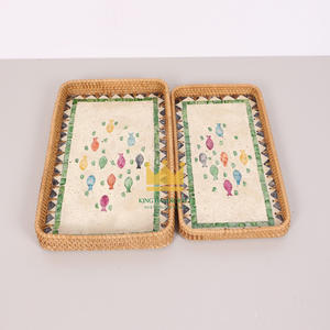 Plateau à fruits en rotin écologique Mélange de rotin rectangulaire Plateau de service en nacre pour la maison Made in Viet Nam - Product Image 5