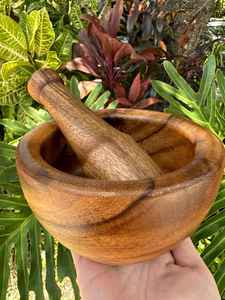 Mortero y Maja de Madera HWC Okhli Premium, Triturador de Especias Artesanal para Uso Herbal - Product Image 2