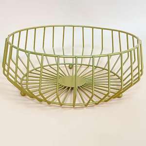 Round Stainless Steel Wire Mesh Basket Metal Storage Organizer for Cabinet Kitchen for Harvest <b>Gardening</b> & Fruit Basket Use - Product Image 3