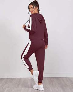 ชุดวอร์ม2ชิ้นเสื้อวอร์มลำลองสำหรับผู้หญิงชุดวอร์มลายทางด้านข้างแบบหนามีสไตล์ใหม่ - Product Image 3