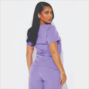 Cómodos uniformes hospitalarios de manga corta con cuello levantado para hombres y mujeres para verano-Uniformes hospitalarios - Product Image 4