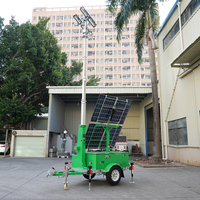 Tour d'éclairage solaire mobile personnalisée sur remorque, 2x600W panneaux solaires, IP65, utilisation routière, mât électrique relevable 7m 9m, LED
