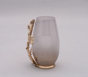 Apricity luxe fumé verre Vase feuille d'or embellissement aluminium fer acier inoxydable laiton moderne maison hôtel décor - Product Image 3