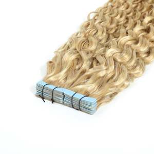 Extensions de cheveux humains bouclés 3B # Mélange blond platine bronze 27/60, 20 pouces, cheveux vierges Remy doux - Product Image 3