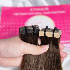 Venta al por mayor vietnamita doble dibujado cutícula alineada virgen extensión de cabello natural 100% cinta cruda en los vendedores de extensiones de cabello - Product Image 2