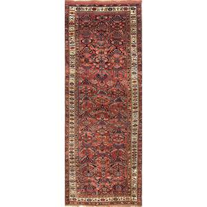 Aalam Hand Knotted Wool Rugs in <b>Red</b> & Orange Geometric Pattern for Home Use-Paem-15 - Product Image 1