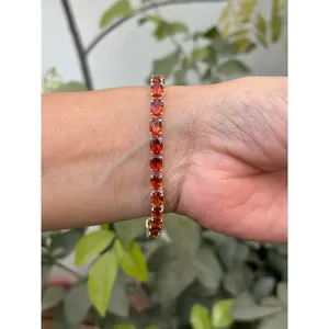 สร้อยข้อมือเทนนิสทรงวงรีประดับซิทรินเงินแท้ 925 เครื่องประดับทันสมัยและสง่างาม - Product Image 2
