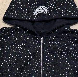 Sudadera Y2K Streetwear con Cierre de Cremallera, Bordado, Pedrería, Logotipo Personalizado, Talla Grande, 100% Algodón, Ecológica, Estilo Hip Hop para Invierno - Product Image 2