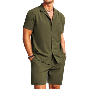 Chándal de manga corta para hombre de alta calidad, Conjunto de camiseta y pantalones cortos de verano, 2 bolsillos, dos piezas, informal, servicio diario - Product Image 1