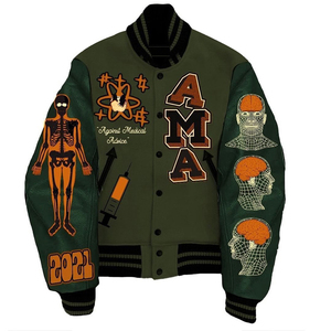 Chaqueta de béisbol Letterman de invierno para hombre de fabricante personalizado algodón poliéster bordado manga de cuero soporte estilo Streetwear - Product Image 1