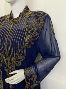 Robe Kaftan en Soie Georgette Indienne 2025, Dernière Collection, Magnifique Broderie à la Main, Perles de Verre Cristallines, Travail Longue Durée, Tenue de Soirée - Product Image 2