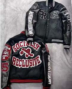 Veste de baseball universitaire pour hommes de haute qualité avec logo personnalisé et broderie design NOUVELLE vente en gros d'usine Blousons bombardiers OEM à fermeture éclair - Product Image 1