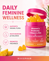 Gummies Probiotiques pour Femmes à l'Orme Rouge Antioxydante, Sans Gluten, Saveur Ananas Tropical, Bien-être Féminin, Marque Privée