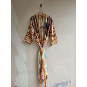 Handmade Boho Kimono Tie Dye Sari Silk Robe Resort Outfit-Swimsuit Cover Ups - Product Image 3