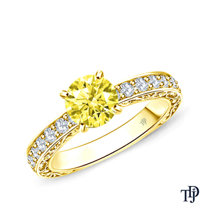 แหวนหมั้นประดับด้วยพลอยสีเหลืองแซฟไฟร์ทองคำ 14K พร้อมดีไซน์ลายม้วนคลาสสิกเหนือกาลเวลา - Product Image 1