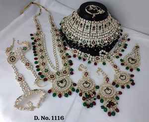 TRADITIONNEL & FANTAISIE ANTIQUE DESIGNER BIJOUX DE MARIÉE PLAQUÉ OR ET CZ ZIRCON ENSEMBLE DE COLLIER DE MARIAGE ET POUR FEMMES ET FILLE - Product Image 2