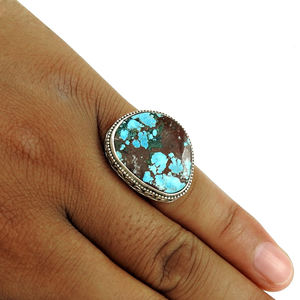 Superventas nuevo diseño 925 plata esterlina piedra preciosa turquesa natural diseño único bonito anillo diciembre piedra natal joyería - Product Image 2