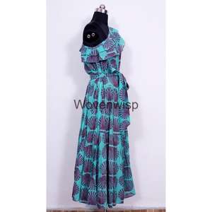 Prix de gros de haute qualité main bloc imprimé coton Maxi robe sans manches longue tenue décontracté pour les femmes indiennes - Product Image 3