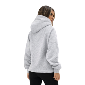 Sweat-shirt oversize pour femme en coton et polyester gris chiné, style streetwear, épaules tombantes, coupe décontractée, mode, vêtements d'hiver - Product Image 4