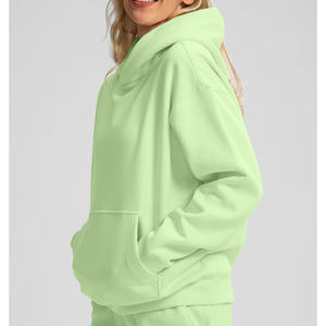 Pull lourd confortable coupe décontractée surdimensionné extensible poignets côtelés sweats à capuche pour femmes - Product Image 5