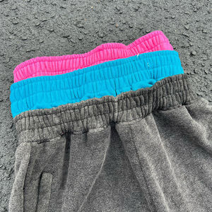 ชุดวอร์มวินเทจแบบกำหนดเอง ชุดเซ็ตเสื้อฮู้ดซิปสามชั้นแบบฟอกสีและกางเกงขายาว ชุดสองชิ้น แต่งลายปะแบบดิสเทรส ชุดวอร์มผู้ชาย - Product Image 2