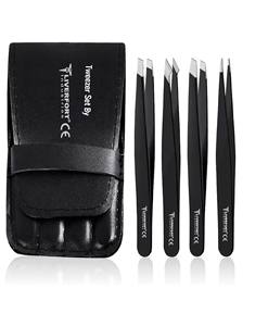 Best Selling <b>Tweezers</b> Set of 4 for Facial <b>Hair</b> Chin <b>Hair</b> and Eyebrows Plucker with Mirror Case STAINLESS STEEL Eyelash <b>Tweezers</b> - Product Image 6