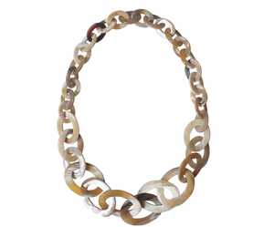 MN EXPORTS Collier ras du cou artisanal en corne de vache naturelle, design cœur vintage, chaîne à maillons, bijoux pour femmes, MNE-438 Uttar - Product Image 1