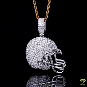 Pendentif casque de football américain hip hop de luxe en argent sterling 925 plaqué rhodium diamant cultivé en laboratoire bijoux de sport personnalisés - Product Image 4