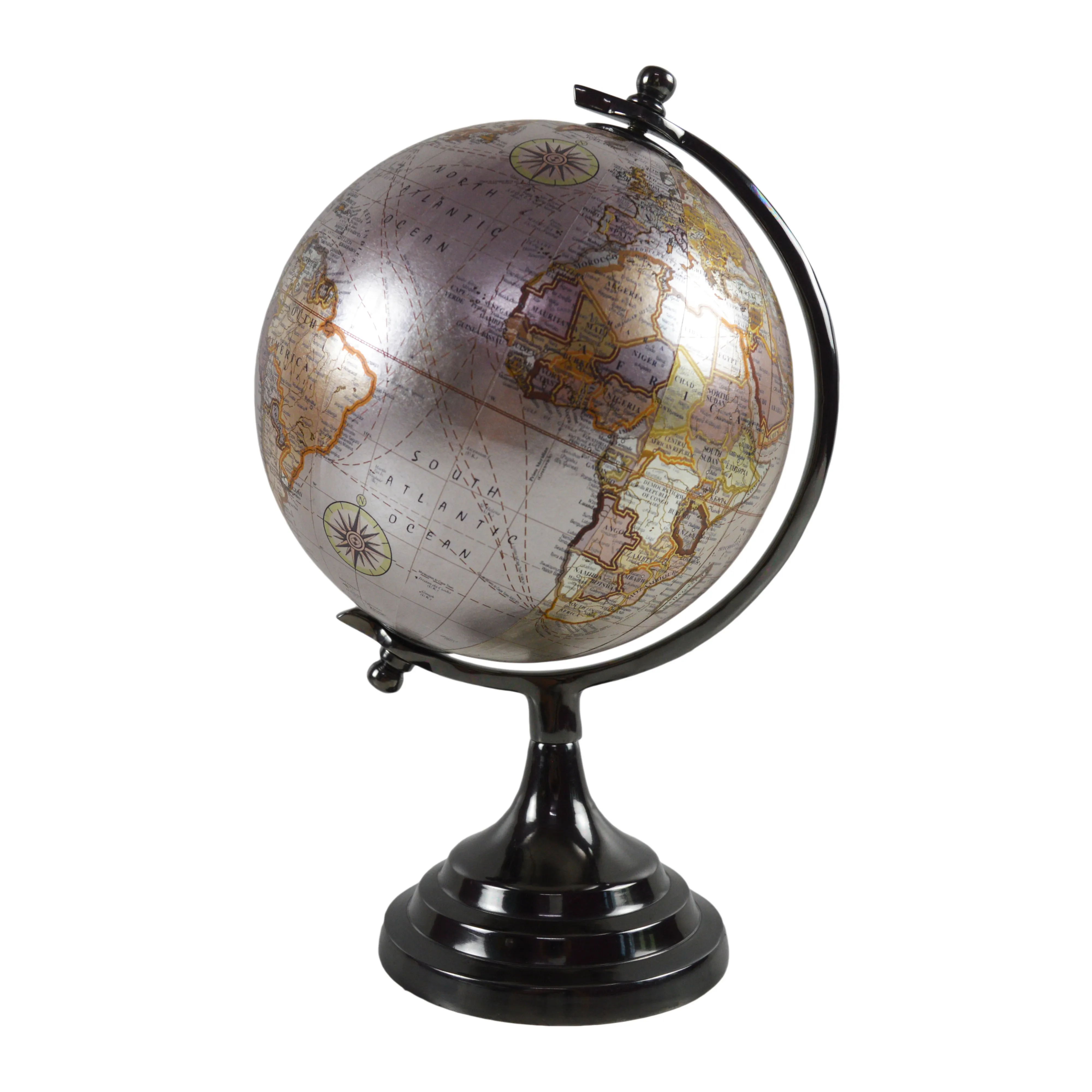 Modern Theme Office Design World Map Metal Globe With Stand For Tableware Office Lab And School Designs Geography