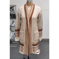 Pulls en laine imprimés décontractés à col rond pour femmes, qualité supérieure OEM, extra longs, tricotés, manches longues, fins, doux, pour l'hiver