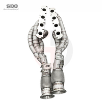 Collecteur d'échappement SDO Performance en acier inoxydable finition brute avec bouclier thermique pour Audi R8 V8 4.2L 2007-2015