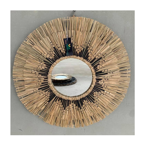 Élégant miroir en rotin vietnamien fabriqué avec du rotin tissé naturel, superbe miroir en rotin pour la décoration murale élégante des intérieurs de maison - Product Image 1