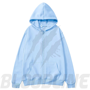 Sweat-shirt à capuche unisexe rose, fermeture éclair, coupe classique, couleur unie, décontracté, poche avant, tissu polaire, 100% coton, hip-hop, respirant - Product Image 5
