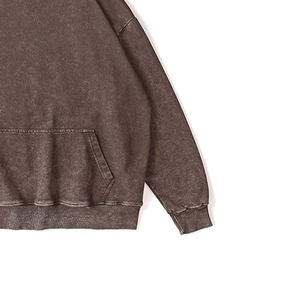 Venta al por mayor ácido lavado pesado 350 gramos algodón sudaderas hombres de gran tamaño desgastado Vintage lavado en relieve impresión sudaderas con capucha - Product Image 3