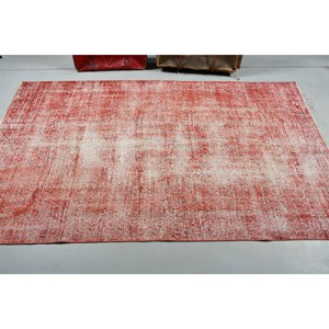 Tapis de 4,7 x 7,5 pieds, tapis turc vintage, tapis Ikat rouge et blanc - Product Image 3