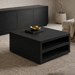 Mesa de Centro de Madera Maciza Mimosa con Acabado Negro |   Mesa de Salón Moderna y Ecológica Hecha a Mano |   Mueble de Diseño para Salón - Product Image 3