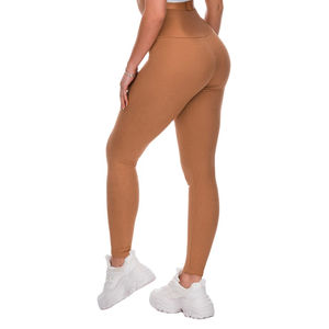Leggings taille haute pour femmes contrôle du ventre et collants en spandex respirants anti-squat à motif uni coloré - Product Image 6