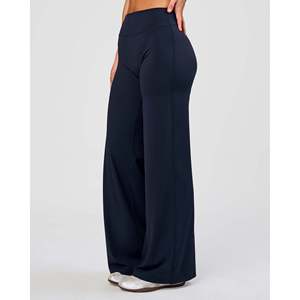Pantalon crayon décontracté taille haute pour femme Elixir - Respirant, effet froissé, taille élastique, bleu marine nuit, taille XL - Product Image 1