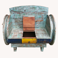 Canapé unique en forme de fût à huile, fournisseur de meubles primitifs en Inde, reproduction antique et meubles de salon en bois recyclé