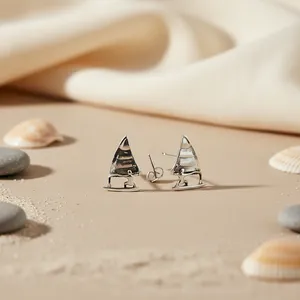 ต่างหูเงินรูปเรือใบสำหรับผู้หญิง ดีไซน์วินเทจทันสมัย ลวดลายผีเสื้อ น่ารัก แฟชั่น ประดับเพชรเทียมและมุก เหมาะสำหรับงานปาร์ตี้ - Product Image 3