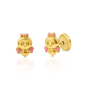 Orecchini in oro per bambini con gioielli smaltati per bambini - Product Image 1